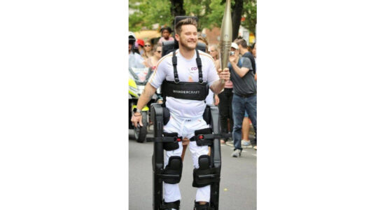Piette became an exoskeleton pilot while holding Olympic flame.